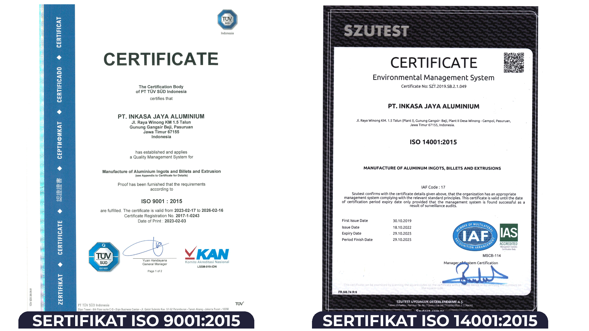 Sertifikat ISO Inkalum